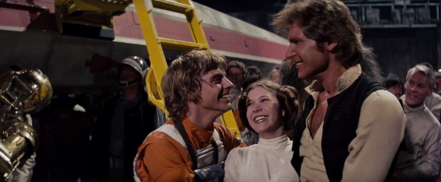 Star Wars: A New Hope - Luke, Leia, and Han Hug